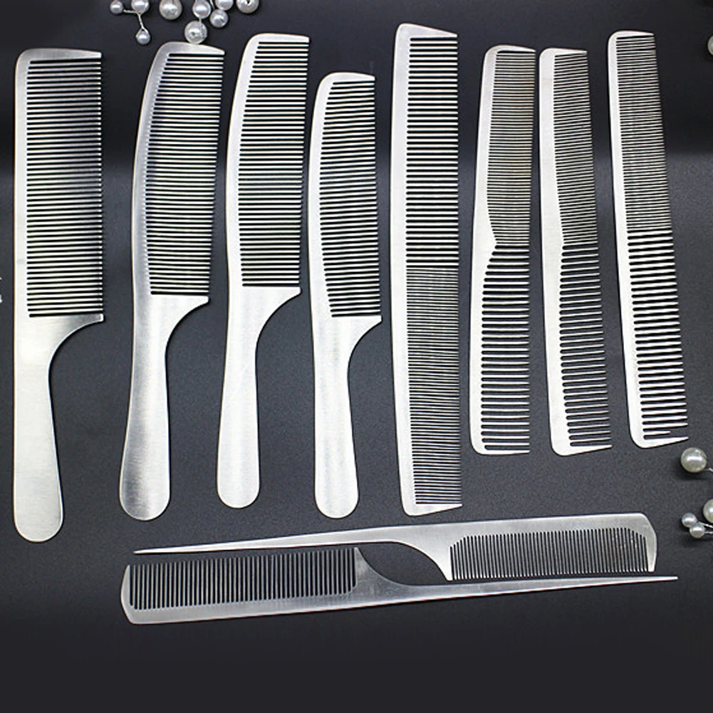 

10pcs Professional Salon Combs Set Stainless Steel Hair Comb Ultra-thin Anti-Static Barbers Hair Styling Tools make hair soft
