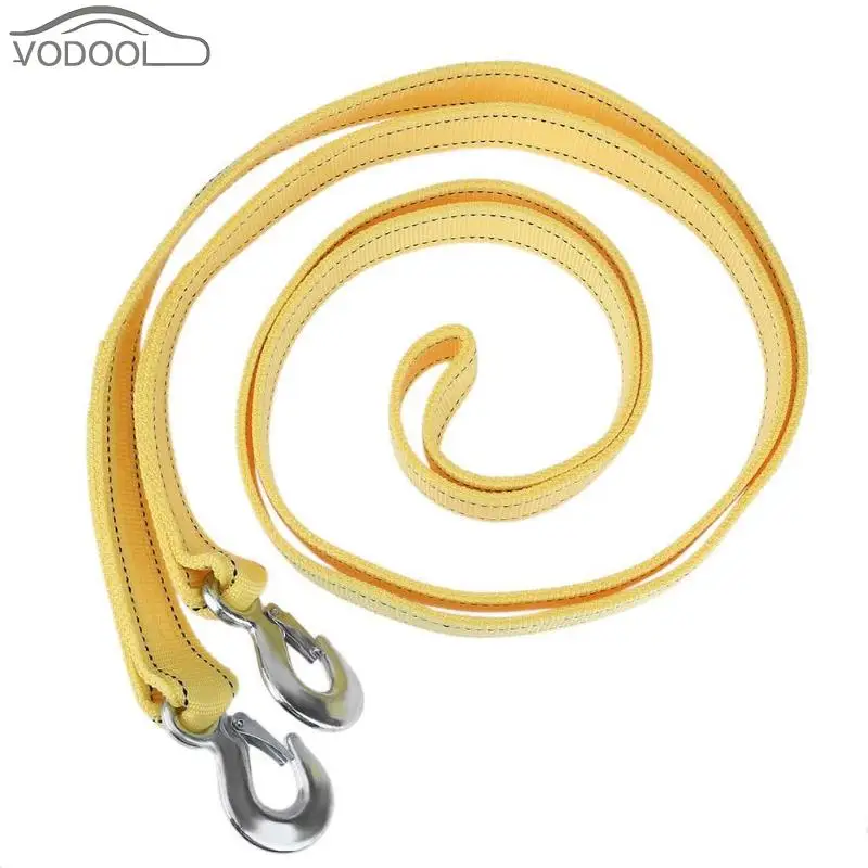 Vodool 4 متر/13ft 5 طن سيارة فان النايلون سحب حبل حزام الثقيلة واجب الوعرة الانتعاش سحب سحب الشريط الكابل مع قوي المعادن هوك