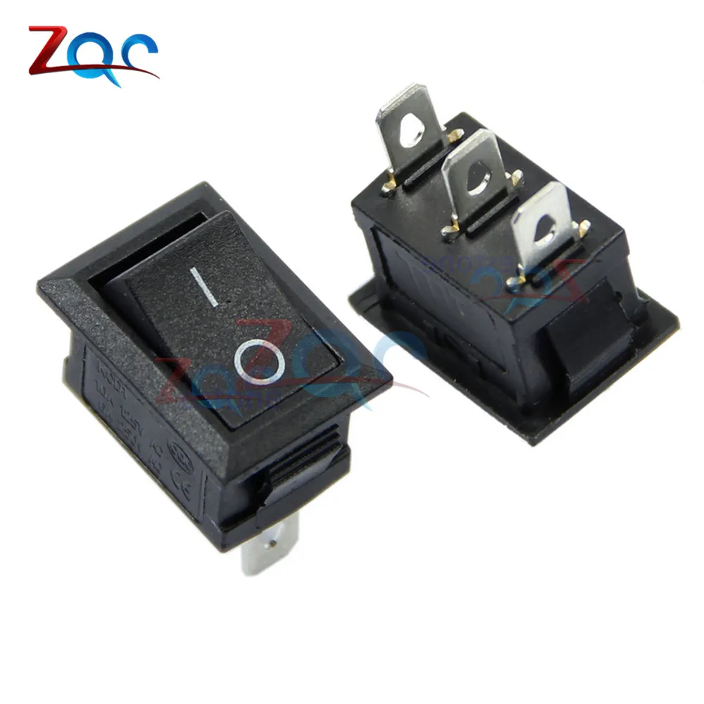 SPST Round Rocker Switch AC 10A//125V,6A//250V Black//Red US 5Pcs 2//3 Pin On-Off