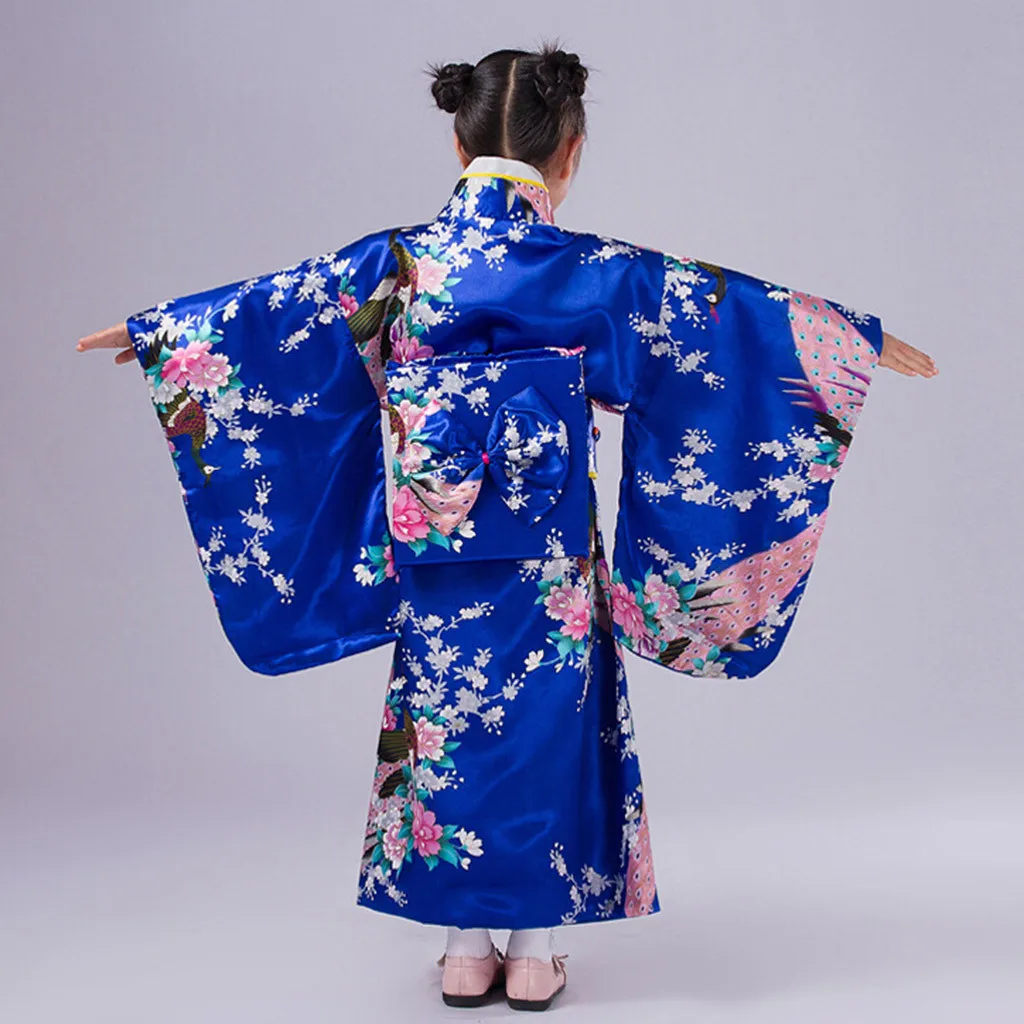 Girl Dress Toddler Kid Baby Girls Outfits Clothes Kimono Robe Japanese Traditional Costume Girls Stage performance Clothing M50