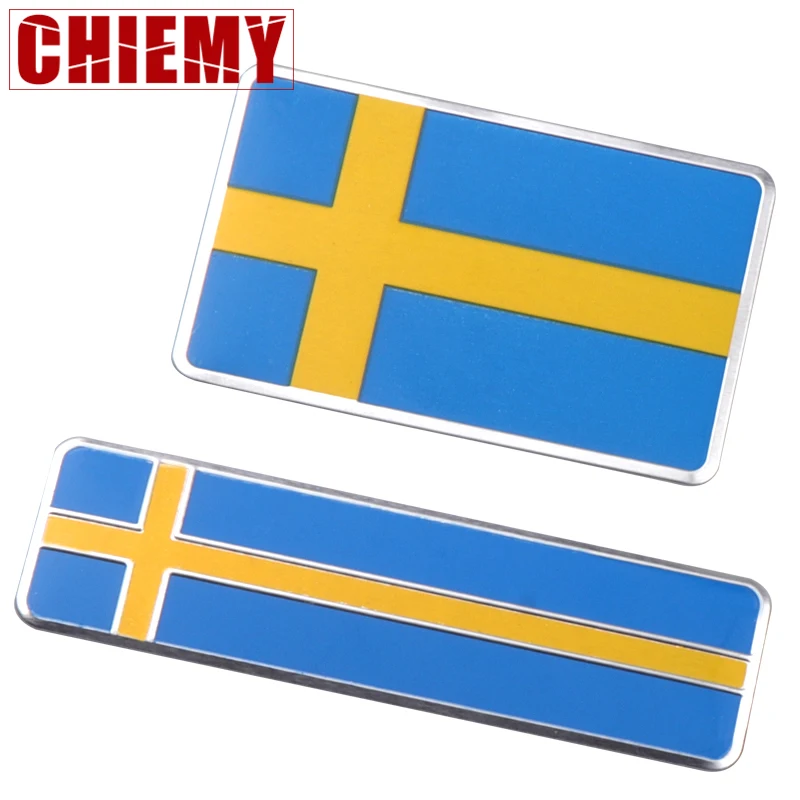 

3D Aluminum Sweden Flag Emblem Badge Sticker Motorcycle Decal Car Body Window Decoration For Volvo Saab Scania Car accessories