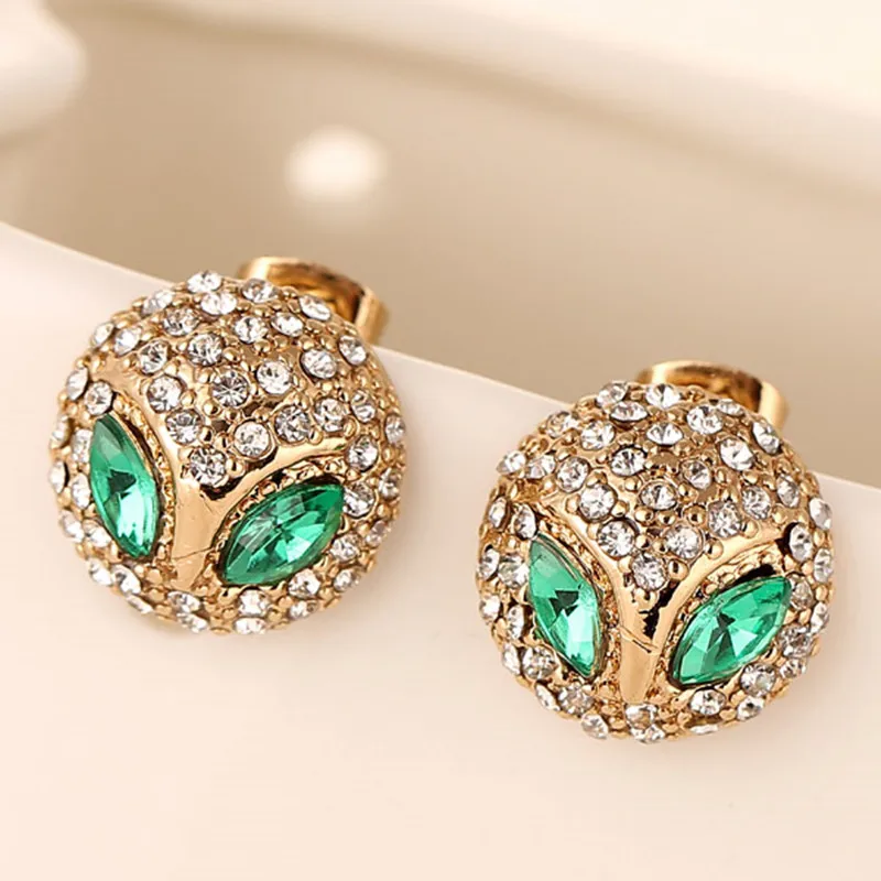 Kymyad Fine Jewelry Green Crystal Rhinestone Round Stud Earrings New