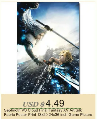 Final Fantasy VII художественная шелковая ткань постер печать 13x20 24x36 дюймов Vedio игры Tifa Локхарт облака картинки для комнаты настенный Декор 025