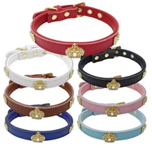 

BP Genuine Leather Pets A Collar Rhinestone Bone Dog Chain Diamonds An Crown Ornaments CW-XQ37