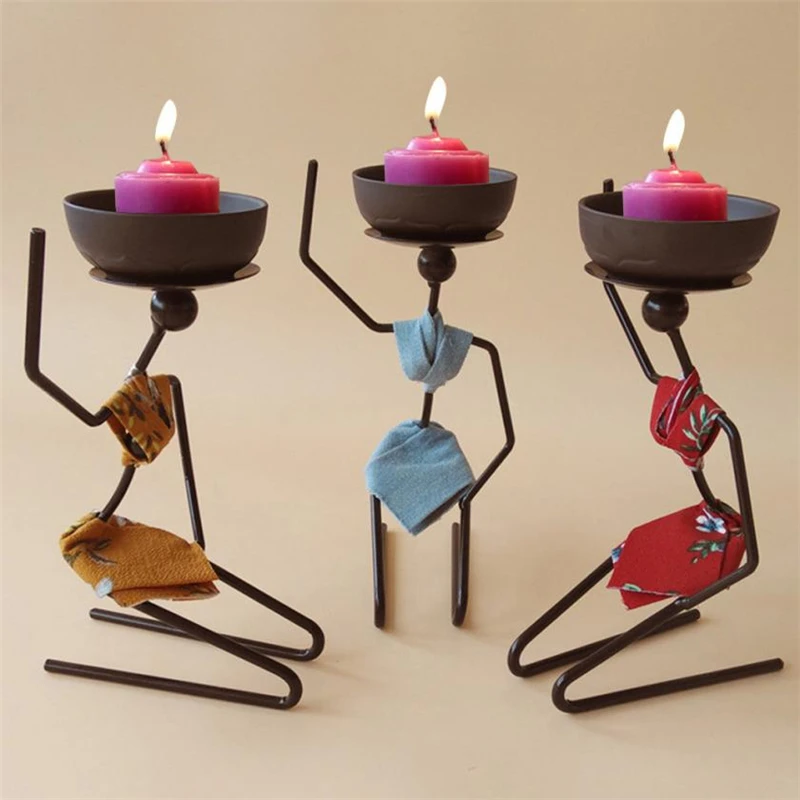 African Woman Style Candlestick Metal Candle Holder Sconce Home Decor