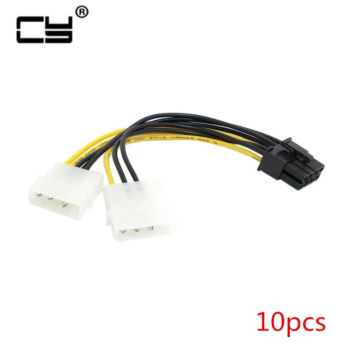 

10pcs 6 inch 2 x Molex 4 pin to 8-Pin PCI Express Video Card Pci-e ATX PSU Power Converter Cable - Molex to Pcie 8 pin Adapter