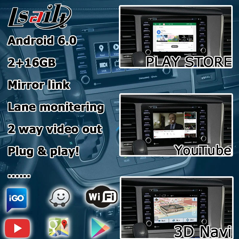 Android gps навигационный системный блок для Toyota Sienna Touch 3 Panasonic Модель видео бокс интерфейса carplay