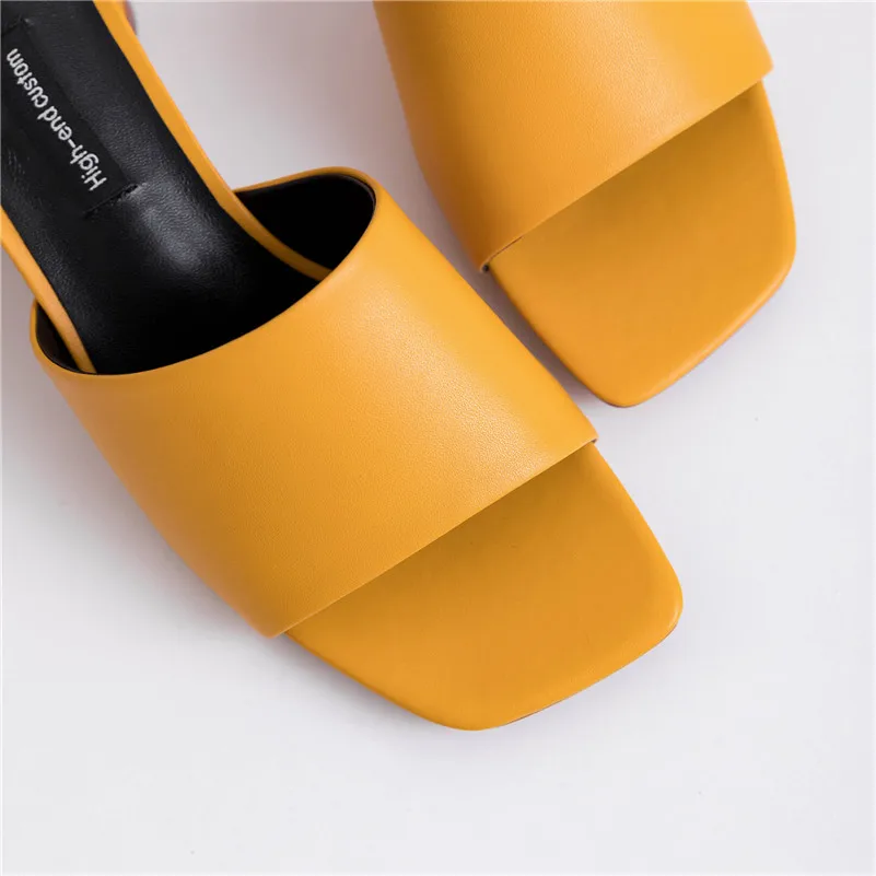 FEDONAS Top Quality Fashion Concise White Yellow Genuine Leather Women Sandals Slip on Elegant Strange Style Casual Shoes Woman