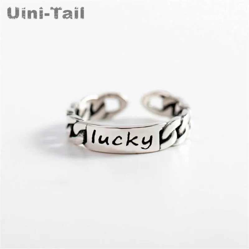

Uini-Tail 2019 new listing 925 sterling silver simple retro lucky opening ring fashion personality tide flow high quality ED422