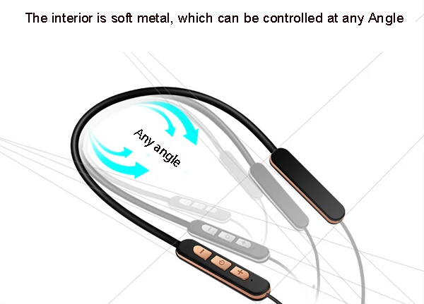 Bluetooth гарнитура с шейным ободком, беспроводные наушники, Bluetooth наушники, спортивные стерео наушники для бега, наушники для телефона Android IOS с ушным крюком