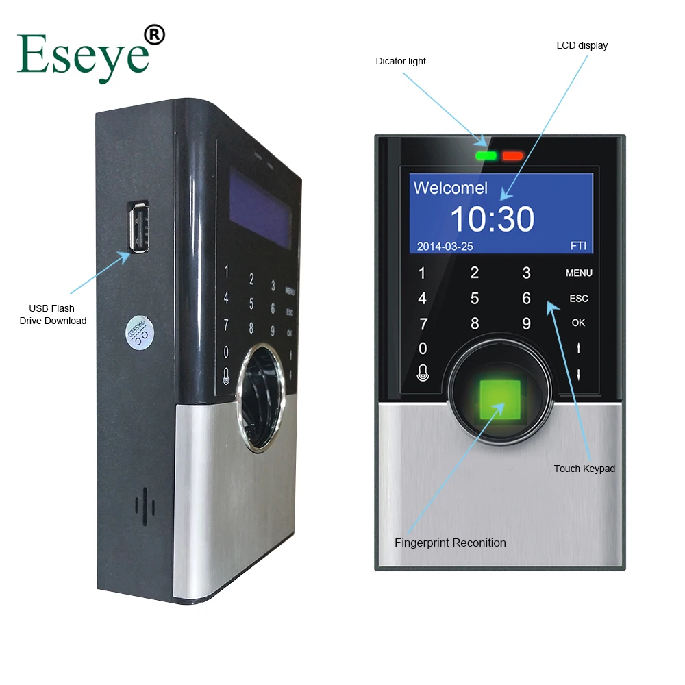 

Eesye Biometric Fingerprint Time Attendance TCP/IP Clock Recorder Employee Recognition Device Electronic Machine Digital Reader