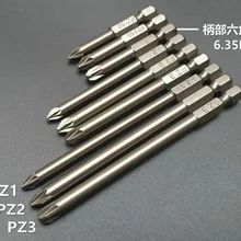 Новинка 3 шт. 1/" Pozidriv отвертка бит PZ1 PZ2 PZ3 S2 Стальная Магнитная отвертка l75мм 100 мм