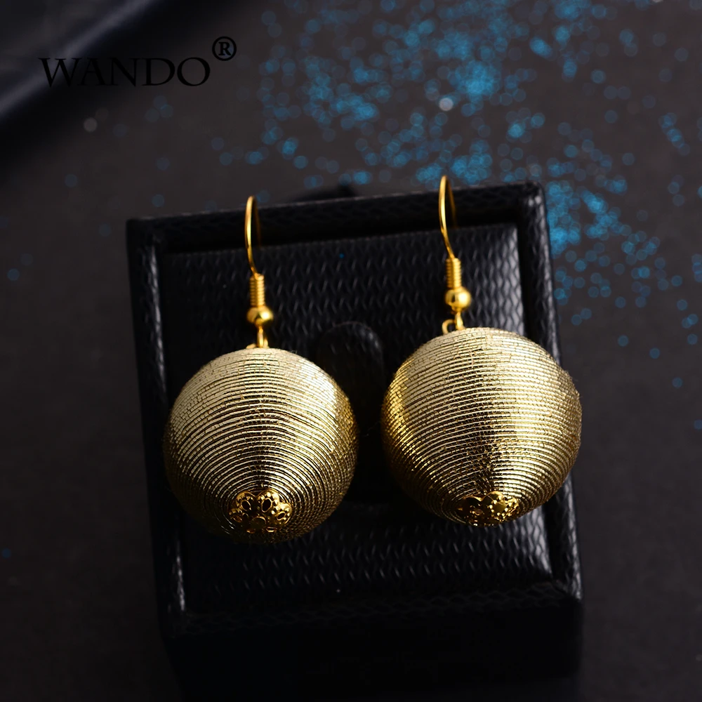 

WANDO Fashion goldcolour Ball Drop Earrings classic Rattan Knit Women Korea personality Ethnic Earrings party Jewelry Gift E49