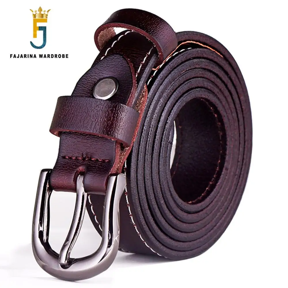 FAJARINA High Quality Fine 100% Pure Genuine Leather Belt Metal Pin Buckle Metal Vintage Cowhide Belts for Womens Jeans N17FJ499 3 8cm genuine leather belt made from top grain cowhide pure titanium slide buckle business casual fashionable belts 105 130cm