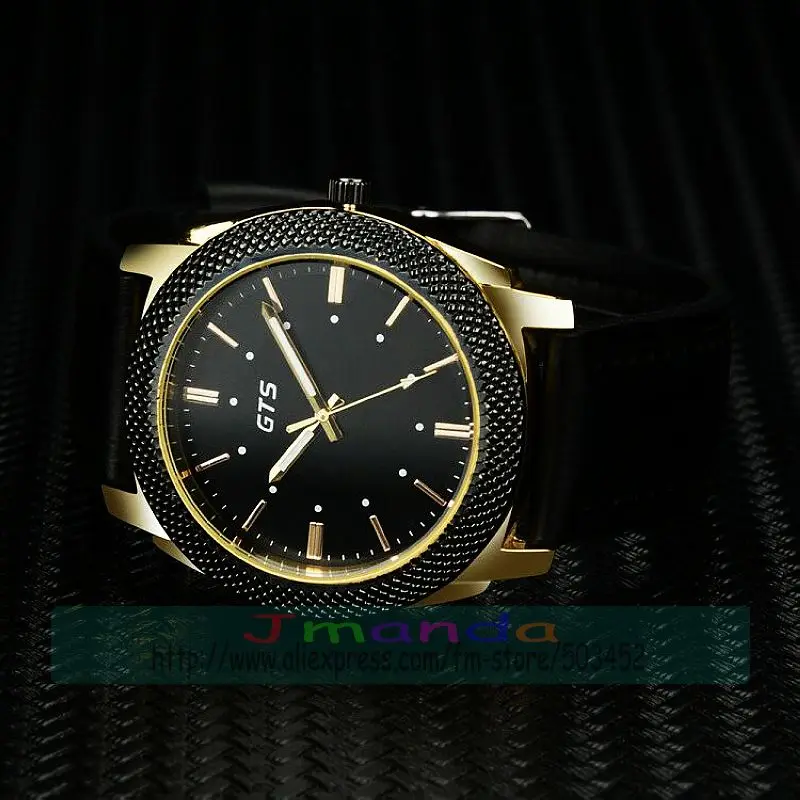 100 шт/лот GTS 5468 очаровательные мужские кожаные часы большой круглый циферблат высококачественные спортивные повседневные часы оптом кварцевые мужские часы