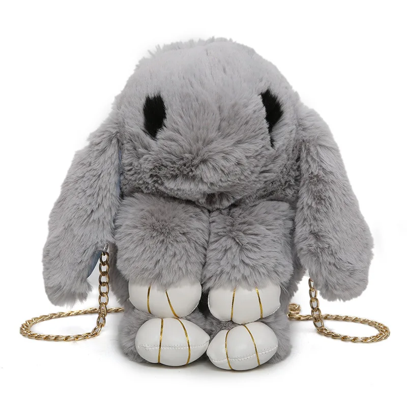 

2018 autumn winter new handbag hot baby rabbit girl bag cartoon cute rabbit fur single shoulder satchel tide birthdaypresent