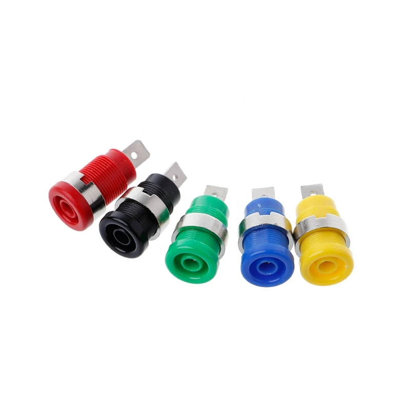 

5 Pcs 4mm Banana Plugs Female Jack Socket Plug Wire Connector 5 Colors #Aug.26