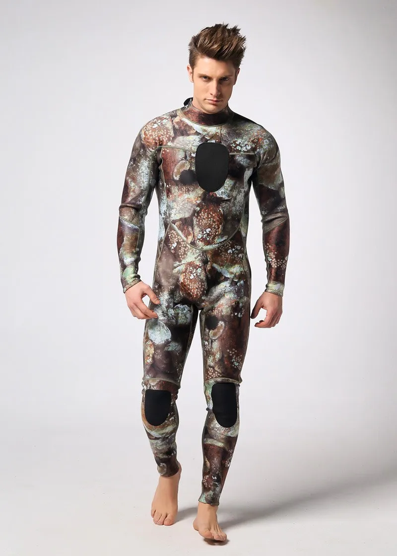 Для мужчин 3 мм толщиной дайвинг костюм мужского тела темный цвет грудь и колени утолщение пластины Для мужчин камуфляж подводное плавание одежда