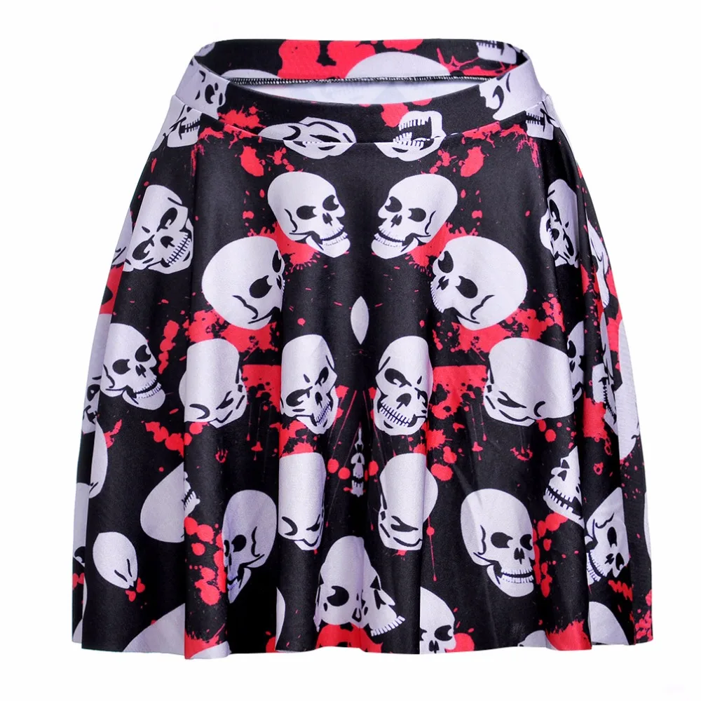 Модные новые юбки высокого качества, сексуальные тонкие женские юбки с черепами, 3D юбки с цифровым принтом
