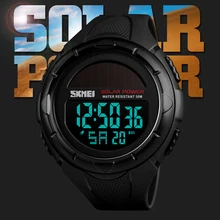 SKMEI брендовые новые светящиеся уличные спортивные часы на солнечной батарее 50 м Водонепроницаемые многофункциональные часы с будильником мужские персональные электронные часы