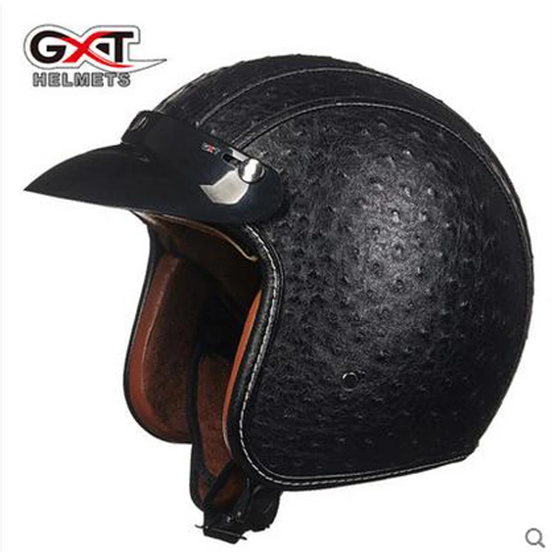 

New arrive brand GXT retro half helmet PU leather motorcycle helmet vintage Scooter Open Face Casco Casque capacete