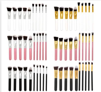 

10 pcs Pink black wooden handle makeup brush Foundation makeup brush set Convenient makeup tools Fiber makeup brushes