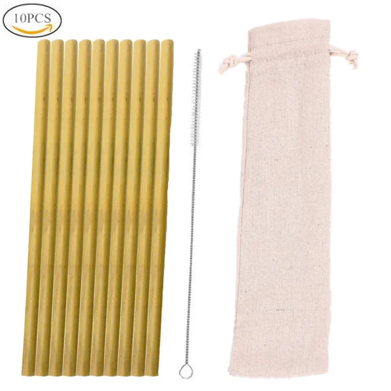 Behogar-12pcs-19-5CM-Length-Bamboo-Drinking-Straws-with-1pcs-Cleaning-Brush-for-Home-Cold-Drink__