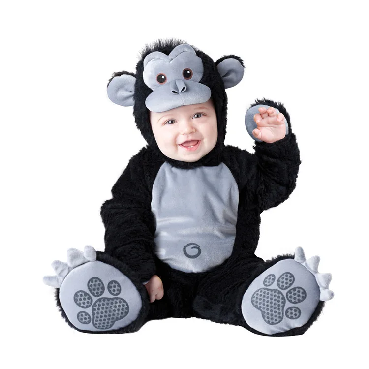 New Baby Halloween Rompers Cute Animal Cosplay Boys Jumpsuits Black Monkey Shape Baby Costumes