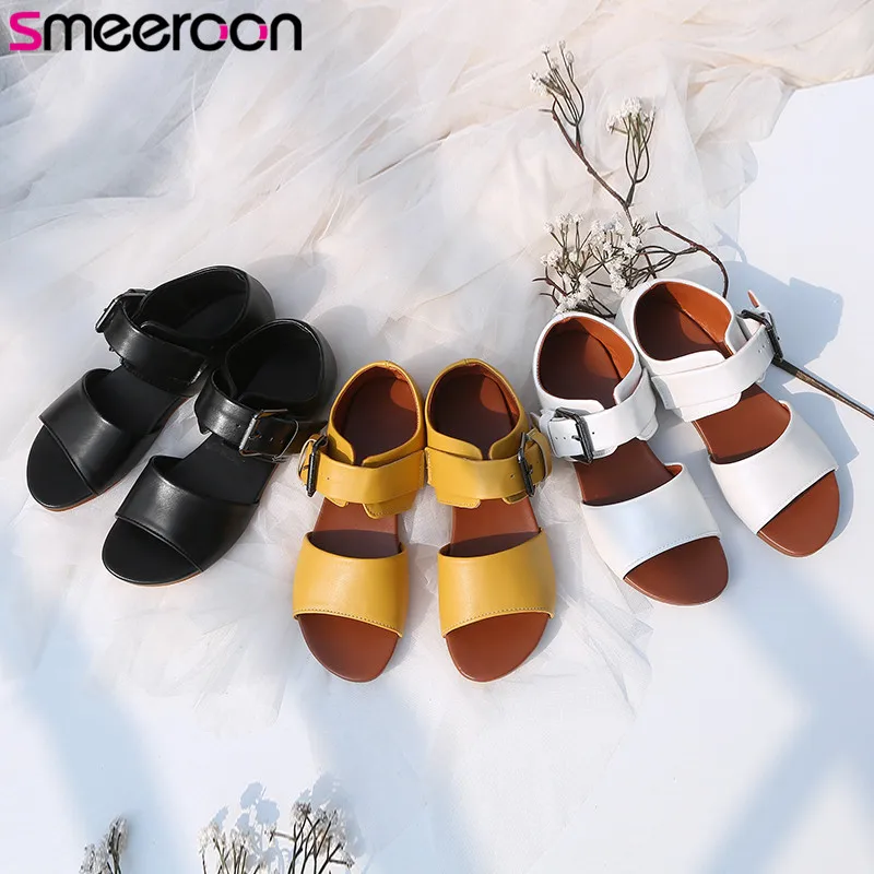 

smeeroon 2019 large size 48 women sandals simple solid colors summer shoes buckle comfortable fashion casual flat shoes woman