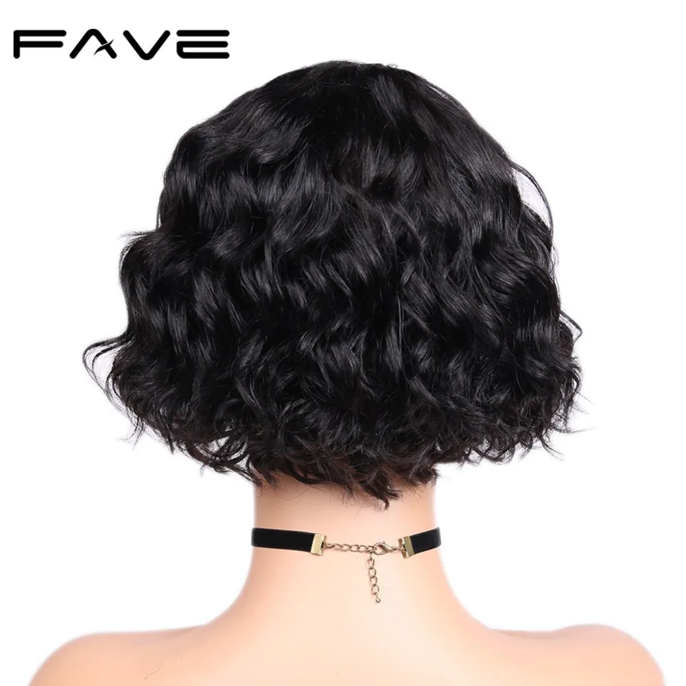 FAVE Lace Part Short Natural Wave Human Hair Wigs 8 inches Brazilian Human Remy L Part Wig Pre Plucked Natural Hairline