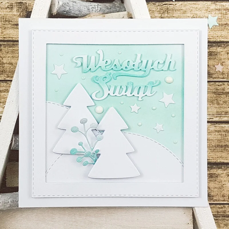 Wesotych Swiat Polish Letter DIY Cutting Die Handicraft Embossing Template Card Photo Making Handmade Decoration Scrapbooking