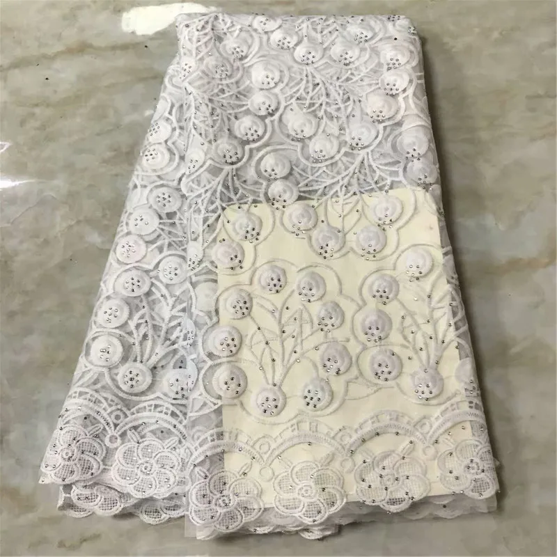 

ZQJ!African Lace Fabric 2018 High Quality Lace, Pearls Embroidery Tulle Lace Fabric, African Lace stones 5 Yards ! P121605
