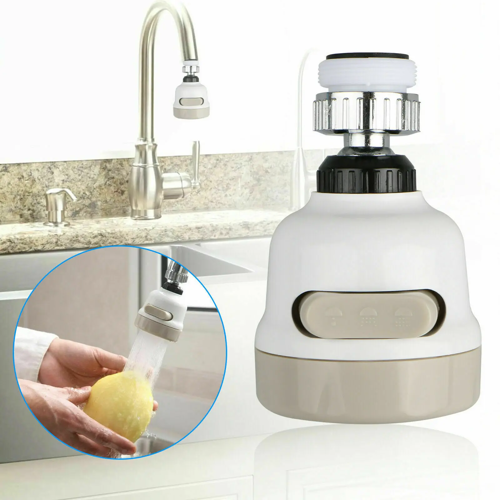 

Three-Mode Water-Saving Faucet Head Moveable Kitchen Tap Head Universal 360 Degree Rotatable Faucet Water Saving Filter Sprayer