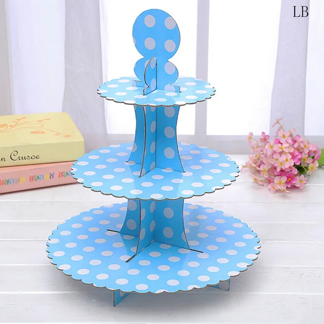 1Pcs Round Cake Stand Birthday Party Paper Cake Stand Cupcake Plate For Wedding Cake Display