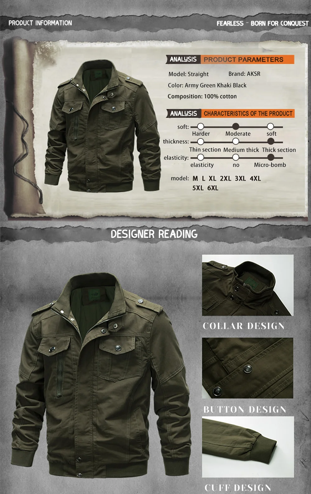 AKSR 2019 Mens Autumn Winter Jackets Coats Stand Collar Cotton Outerwear Military Jacket Male Brand Clothing Plus Size