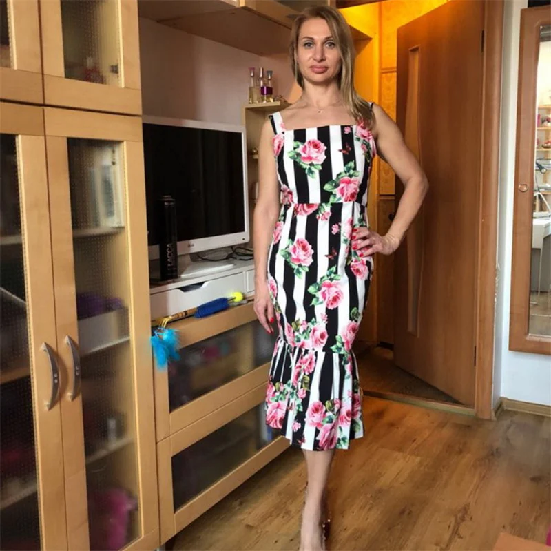 Retro Printed Floral Tube Dress for Women Summer Fashion Ruffles 2020 Lady Slim Fit Tight Bodycon Night Out Pencil Tank Dresses|Dresses| - AliExpress