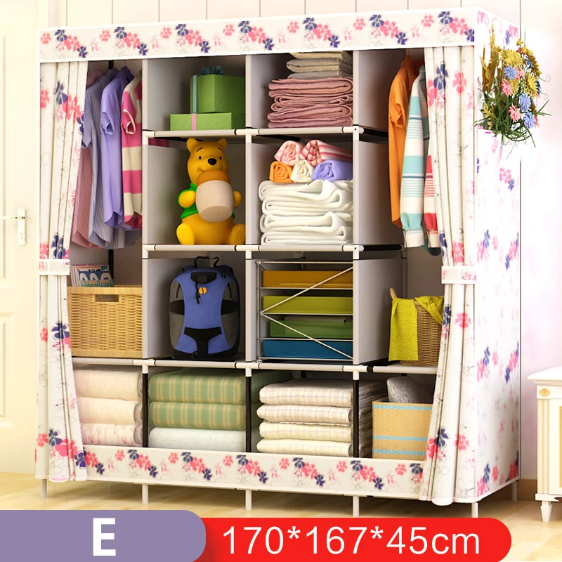 Simple Wardrobe Fabric Folding Cloth Wardrobe DIY Assembly Large Reinforcement Combination Closet Clothes Storage Cabinet