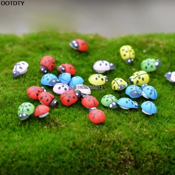 

10Pcs Colorful Beetle Ladybug Garden Ornament Figurine Miniature Dollhouse Decor