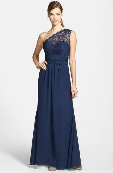 2017 Cheap Navy Blue Chiffon Long Bridesmaid Dresses One ...