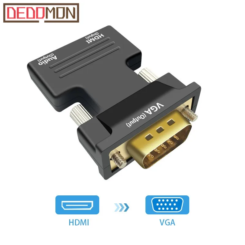 

HDMI Female to VGA Male Converter with Audio Adapter 1080P Signal Output Convertor Audio Cables for PC Laptop TV Box Projector