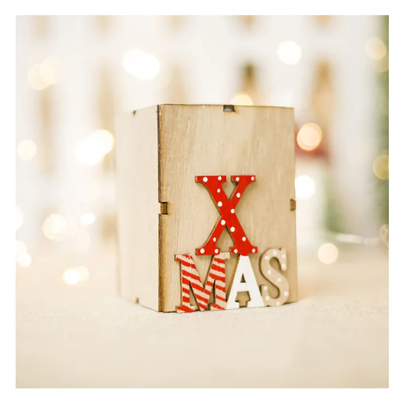 Деревянные подсвечники фонари винтажные рождественские украшения для дома новогодние вечерние подарки - Цвет: 04