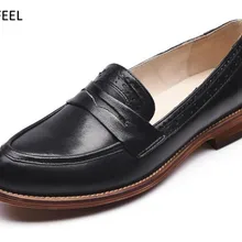 Лоферы; женские модельные туфли на День Валентина; лоферы из натуральной кожи; zapatos mujer; обувь на плоской подошве с массивным каблуком; chaussure femme; Penny Loafers; Новинка