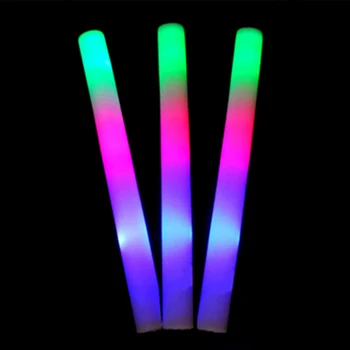 

20 Pieces Colorful Shiny Sponge Sticks Luminous Baton Led Foam Stick Chopsticks Rally Party Flashing Glow Batons Light