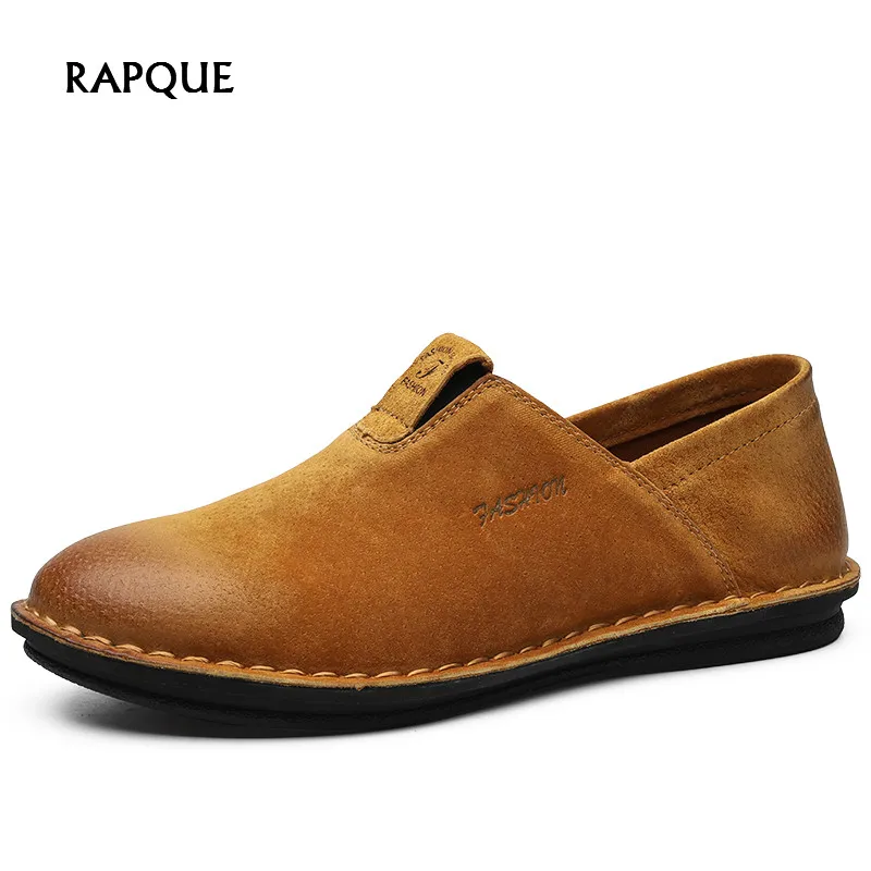 

Men's Luxury Loafers slip-on Flats Casual shoes men soft genuine leather walking shoes male handmade rubbersole high quality