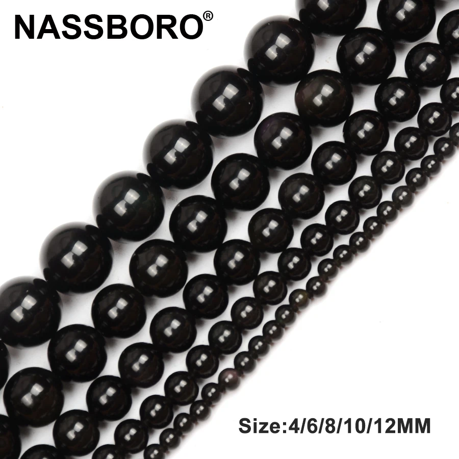 

Natural Stone Beads Round Obsidian Beads For Jewelry Making DIY Bracelet Necklace 4/6/8/10/12 mm Strand 15'' Loose Spacer Bead
