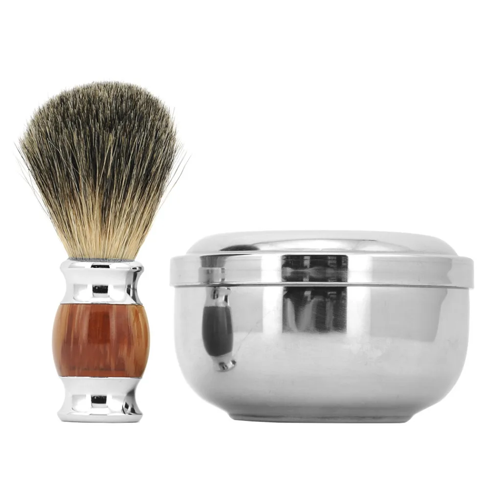 Men's Shaving Brush Set Stainless Stee Bowl Soap Mug Cup Male Shaving