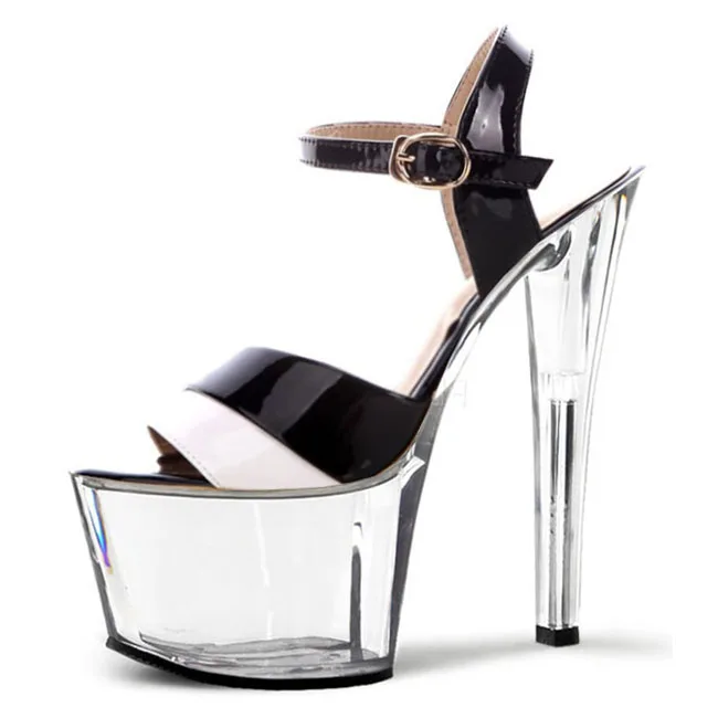 Summer new fish-mouth sandals, 15-17cm crystal super high heel waterproof platform shoes, thin and women's Dance Shoes
