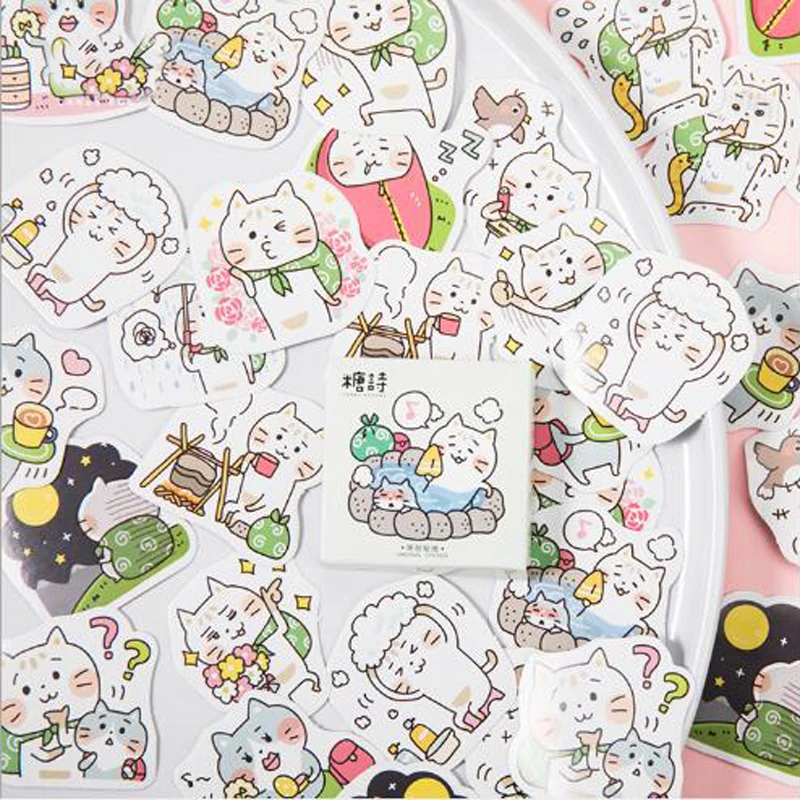 45 шт./кор. Kawaii с рисунком в виде котиков туристические наклейки &quotсделай сам&quot