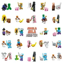 Single Sale HOT Minecrafted Action Figures Toys Steve Zombie Alex Witch Zombie Skeleton Compatible LegoINGlys Blocks 8IN1
