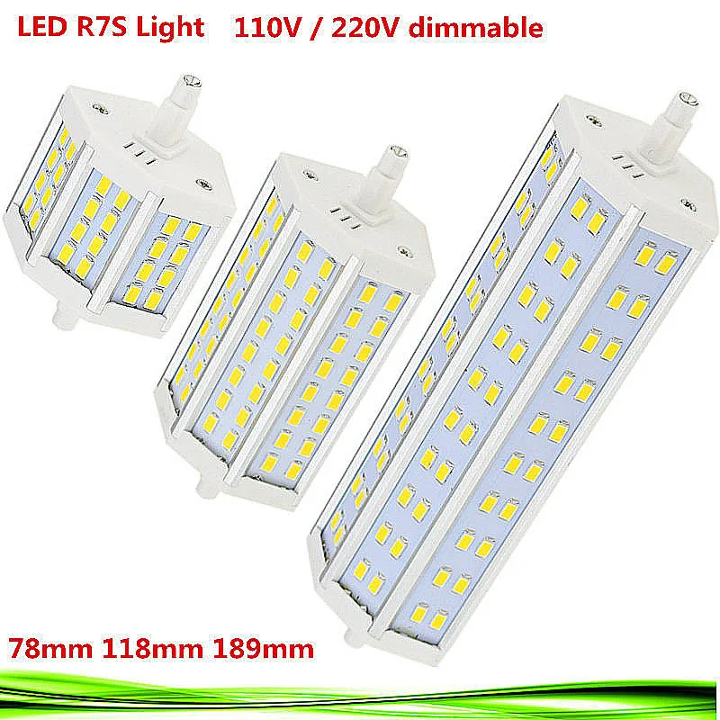 

Dimmable LED R7S bulb 110V 220V 15W 25W 30W led r7s 78mm 118mm 189mm led spot light replace halogen Lamps floodlight lampadas